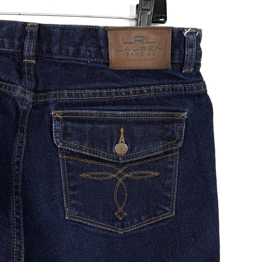 Ralph Lauren Jeans Flap Pocket Womens 10 Dark Wash Bootcut Embroidered Denim